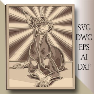 Doberman SVG multicapa / Archivo de corte de Doberman / Capa 3D / Corte de madera contrachapada / Corte de papel / Archivo SVG / Mandala 3D de madera contrachapada