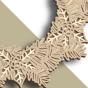 Christmas wreath multilayer SVG/ Christmas wreath cut file/ 3D layer/ Plywood cutting/ Paper cutting/ SVG file/ 3D mandala plywood image 6