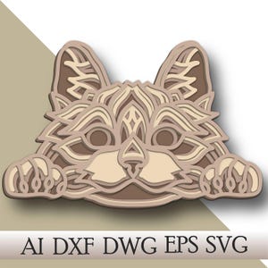 3D Cat multilayer SVG/ Cat cut file/ 3D layer/ Plywood cutting/ Paper cutting/ SVG file/ 3D mandala plywood