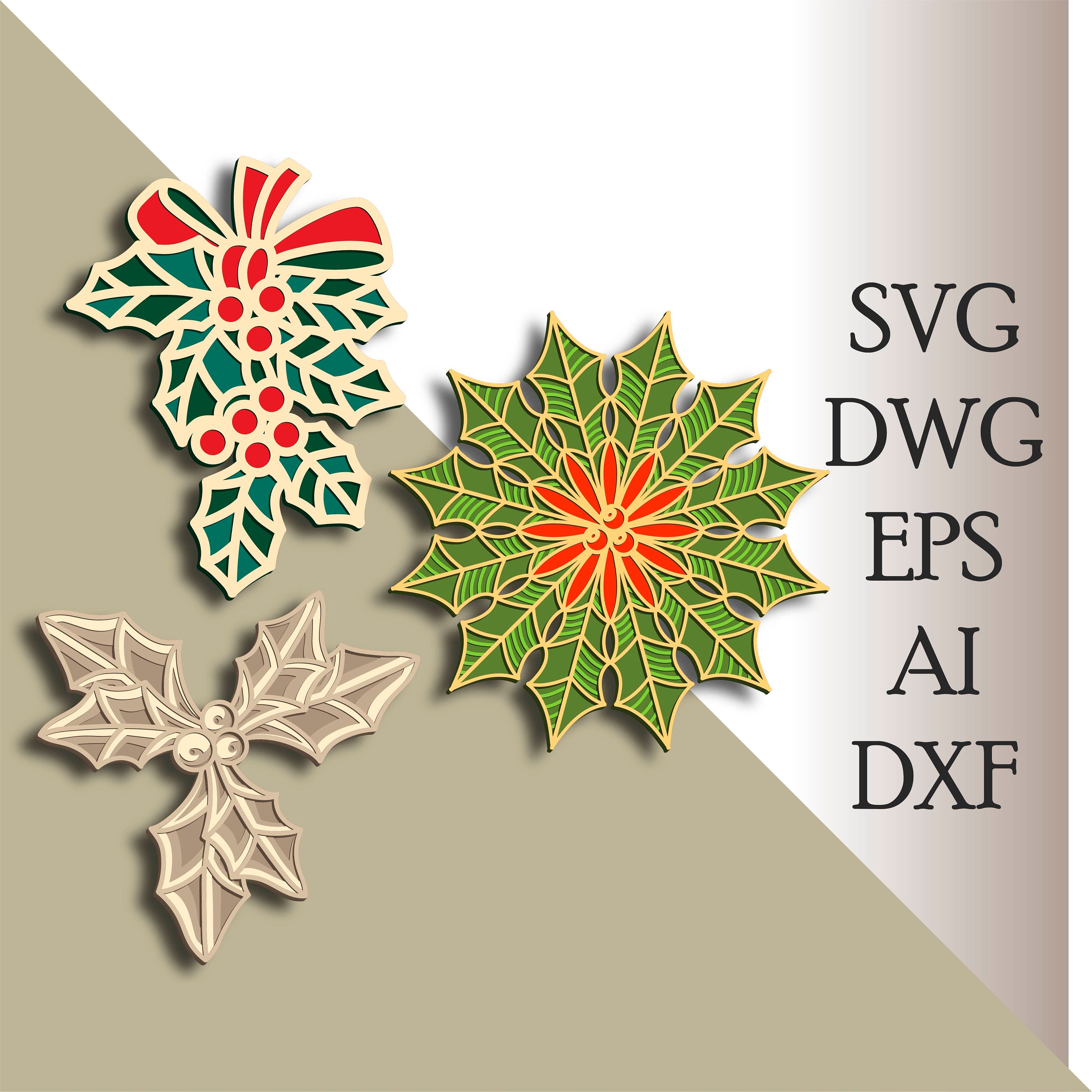 Weihnachts-Efeu mehrschichtige SVG. Laser cut Datei. Lagenbau.  Sperrholzzuschnitt. CNC. Mandala Sperrholz - Etsy sterreich