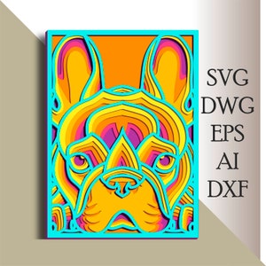 French bulldog multilayer Dog svg/ French bulldog cut file/ 3D layer/ Plywood cutting/ Paper cutting/ SVG file/ 3D mandala plywood