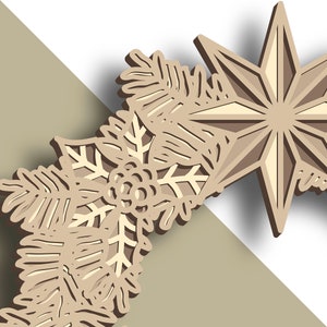 Christmas wreath multilayer SVG/ Christmas wreath cut file/ 3D layer/ Plywood cutting/ Paper cutting/ SVG file/ 3D mandala plywood image 4