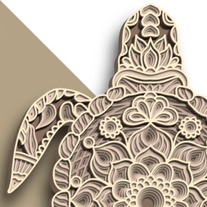 Turtle multilayer SVG/ Turtle cut file/ 3D layer/ Plywood cutting/ Paper cutting/ SVG file/ 3D mandala plywood image 5