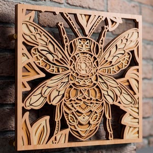 Ape multistrato SVG. File per taglio laser. Costruzione a strati di miele. Taglio del compensato. CNC Mandala