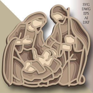 Natività Multistrato SVG/ File di taglio laser Natività/ Strato 3D/ Taglio compensato/ Taglio carta/ File SVG/ Compensato mandala 3D