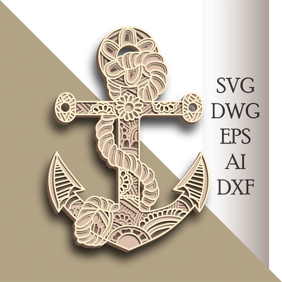 Download Anchor Multilayer Svg Anchor Cut File 3d Layer Plywood Etsy
