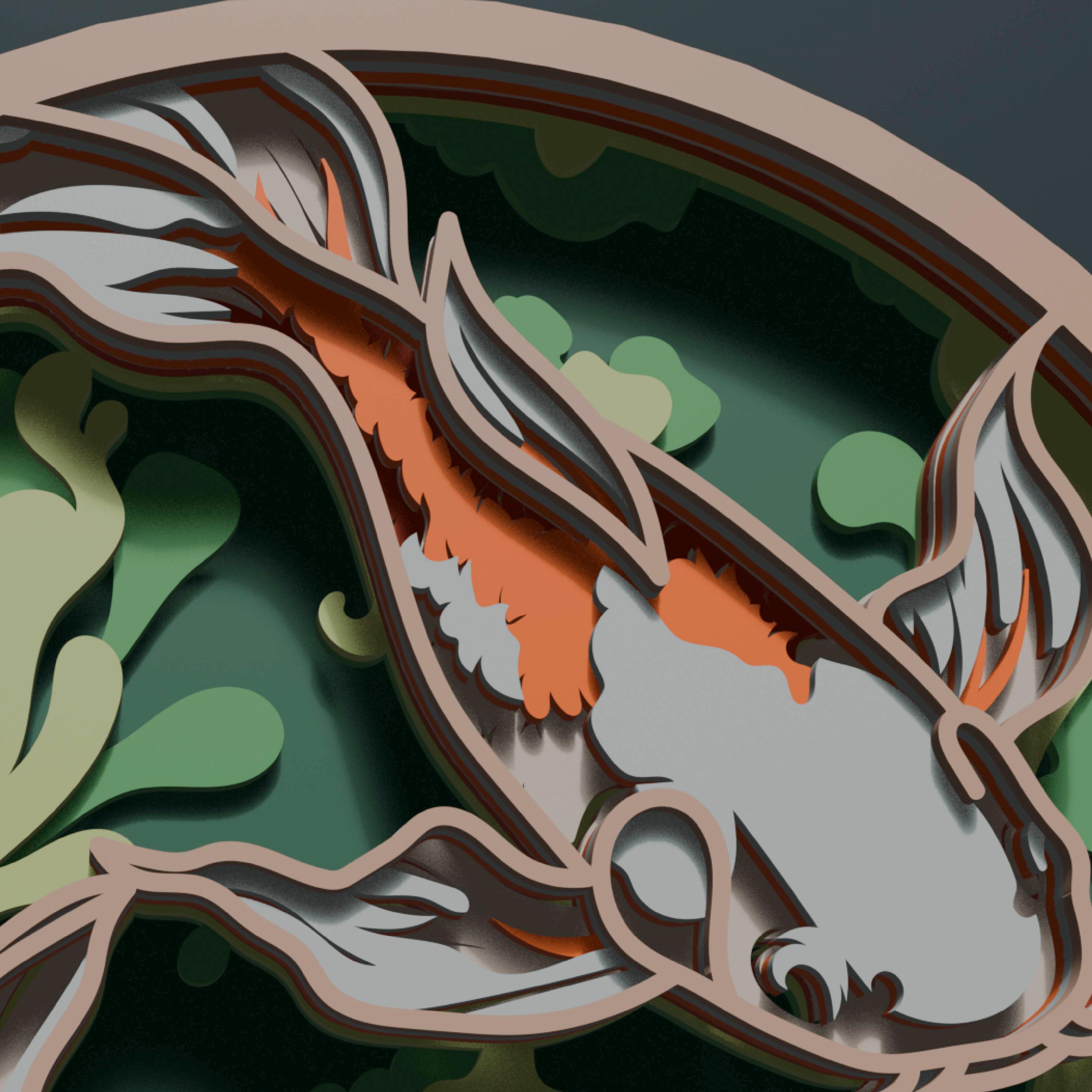 Koi Fish Multilayer SVG. Laser Cut File. Layer Construction. Plywood ...