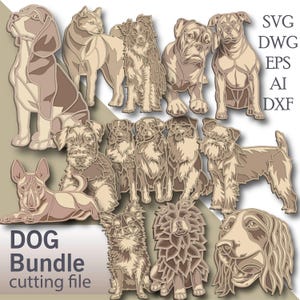 Dog Bundle multilayer Svg/ Dog Bundle laser cut file/ 3D layer/ Plywood cutting/ Paper cutting/ Svg file/ 3D mandala plywood