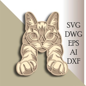 Cat multilayer SVG/ Cat cut file/ 3D layer/ Plywood cutting/ Paper cutting/ SVG file/ 3D mandala plywood