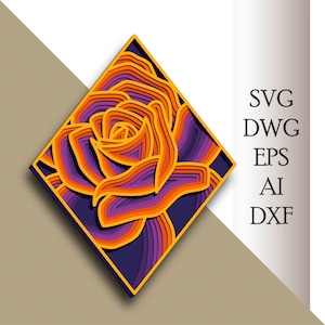 Rose SVG multilayer/ Rose cut file/ 3D layer/ Plywood cutting/ Paper cutting/ SVG file/ 3D mandala plywood