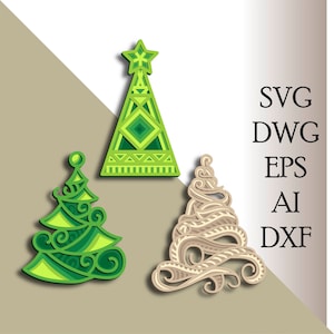 Christmas Tree bundle multilayer Svg/ Christmas Tree bundle cut file/ 3D layer/ Plywood cutting/ Paper cutting/ Svg file/ 3D mandala plywood
