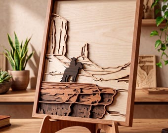 Cowboy multilayer SVG. Laser cut file. Layer construction. Plywood cutting. CNC. Mandala plywood