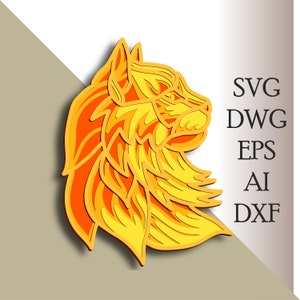 Cat multilayer SVG/ Cat cut file/ 3D layer/ Plywood cutting/ Paper cutting/ SVG file/ 3D mandala plywood
