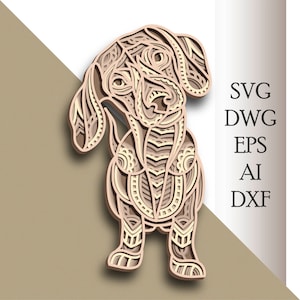 Dachshund multilayer Dog svg/ Dachshund cut file/ 3D layer/ Plywood cutting/ Paper cutting/ SVG file/ 3D mandala plywood