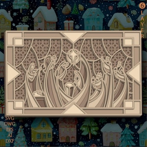 Nativity multilayer SVG. Laser cut file. Layer construction. Plywood cutting. CNC. Mandala plywood