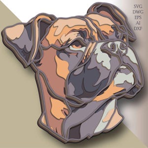 Boxer Hund multilayer Hund svg/ Hundeschnittdatei/ 3D Schicht/ Sperrholzschnitt/ Papierschnitt/ SVG-Datei/ 3D Mandala Sperrholz