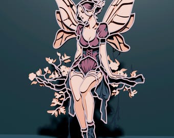 Fairy multilayer SVG. Laser cut file. Layer construction. Plywood cutting. CNC. Mandala plywood