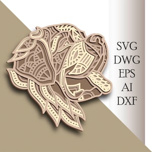 Saint Bernard multilayer Dog svg/ Saint Bernard cut file/ 3D layer/ Plywood cutting/ Paper cutting/ SVG file/ 3D mandala plywood