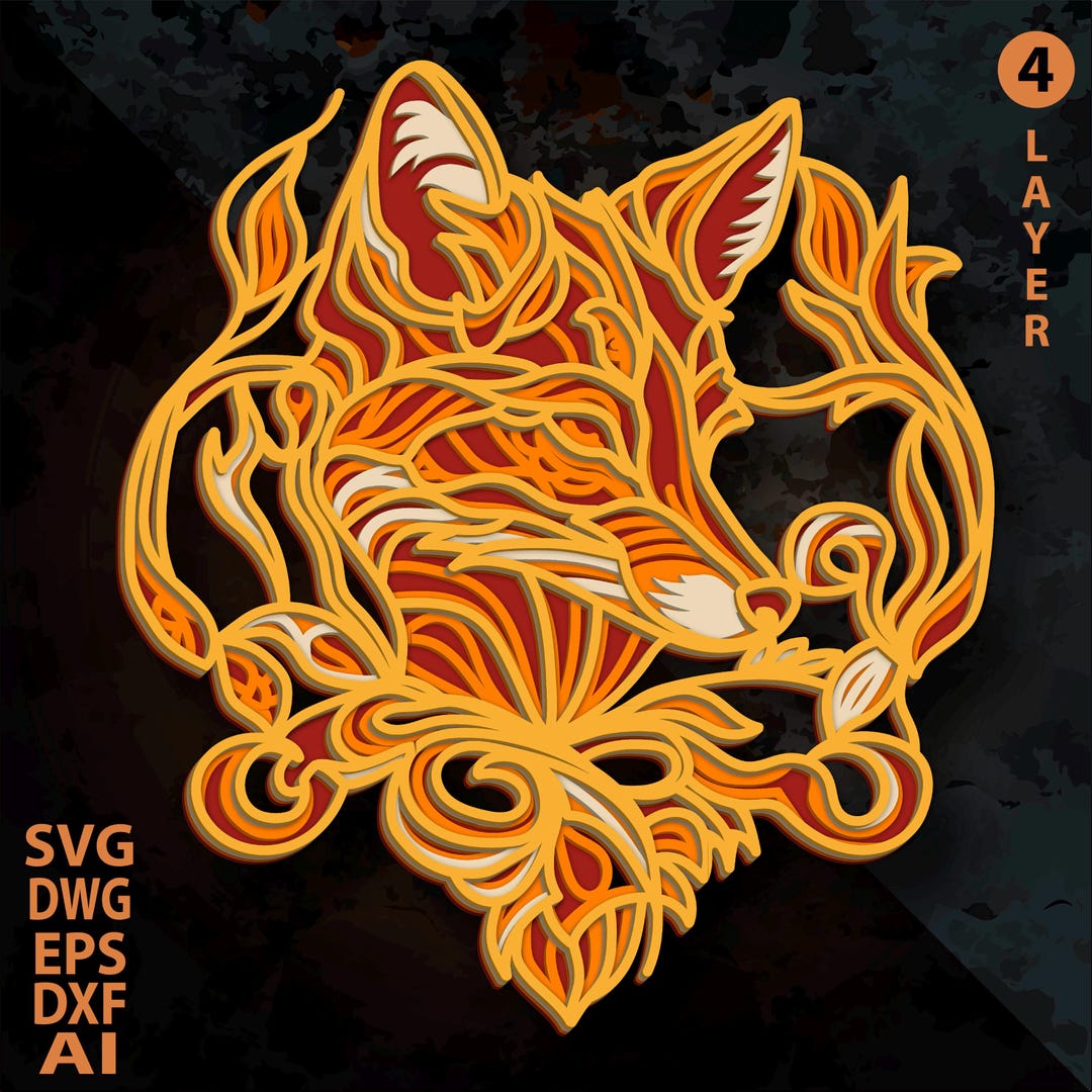 Fox Multilayer SVG. Laser Cut File. Layer Construction. Plywood Cutting ...