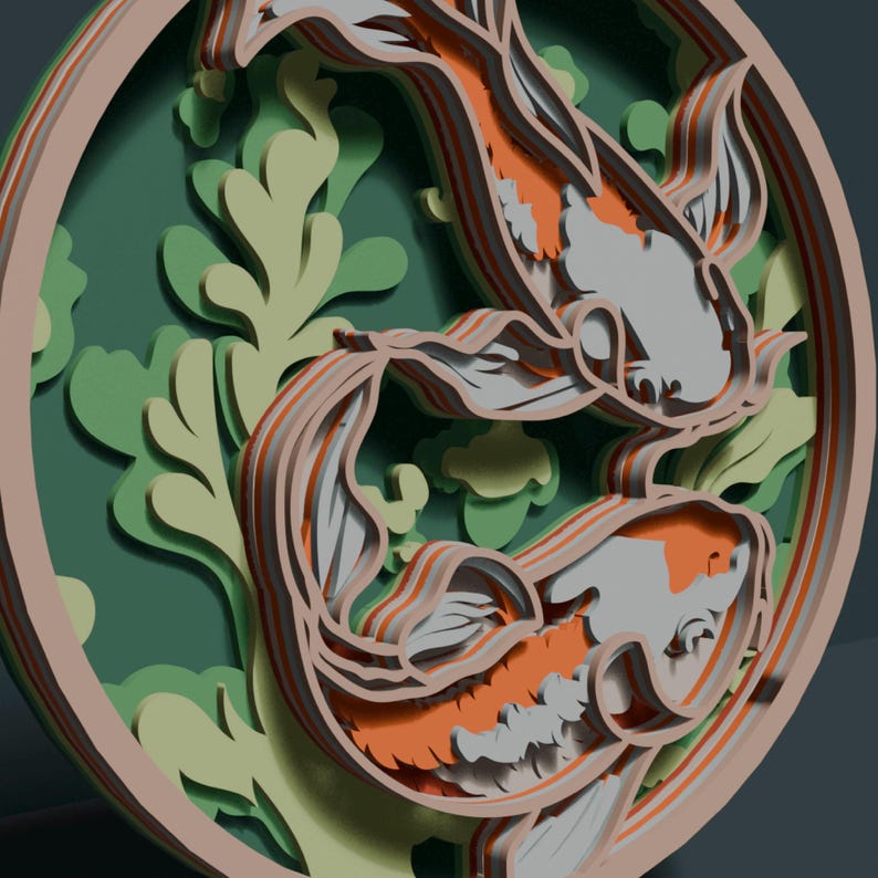 Koi Fish Multilayer SVG. Laser Cut File. Layer Construction. Plywood ...