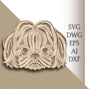 Svg Shih Tzu chien multicouche/ Fichier de coupe Shih Tzu/ couche 3D/ Découpe de contreplaqué/ Découpe de papier/ Fichier SVG/ Contreplaqué de mandala 3D