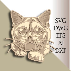 Cat multilayer SVG/ Cat cut file/ 3D layer/ Plywood cutting/ Paper cutting/ SVG file/ 3D mandala plywood