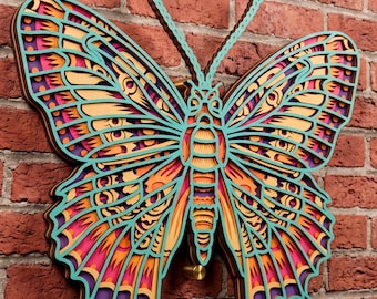 Butterfly multilayer SVG. Laser cut file. Layer construction. Plywood cutting. CNC. Mandala