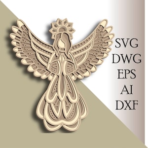 Christmas Angel Multilayer SVG: 3D Mandala Cut File (Digital Download)
