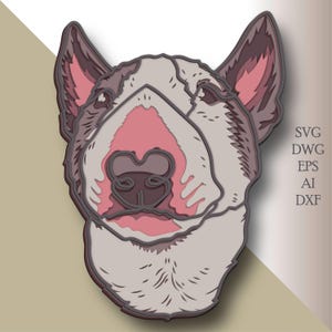 Bullterrier Hund Hund Schneidedatei / 3D Schnittdatei / Sperrholzschnitt / Papierschnitt / 3D Mandala Sperrholz