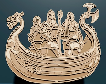 Viking multilayer SVG. Laser cut file. Layer construction. Plywood cutting. CNC. Mandala plywood