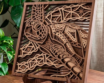 Turtle multilayer SVG. Laser cut file. Layer construction. Plywood cutting. CNC. Mandala plywood
