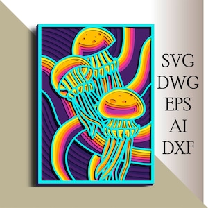 Jellyfish multilayer SVG/ Jellyfish cut file/ 3D layer/ Plywood cutting/ Paper cutting/ SVG file/ 3D mandala plywood