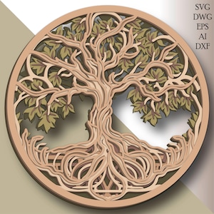 Albero della vita multistrato SVG/ Albero della vita file tagliato al laser/ strato 3D/ taglio compensato/ taglio carta/ file SVG/ compensato mandala 3D