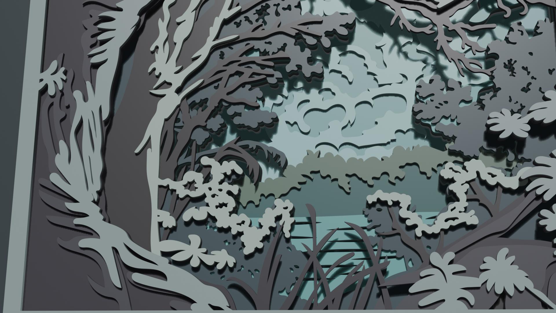 Multilayer Scene Moonlit Forest Scene Multilayer SVG. Laser Cut File. Layer Construction ...
