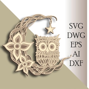 Owl multilayer SVG/ Owl cut file/ 3D layer/ Plywood cutting/ Paper cutting/ SVG file/ 3D mandala plywood