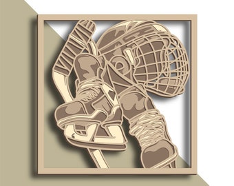 Hockey multilayer SVG. Laser cut file. Layer construction. Plywood cutting. CNC. Mandala plywood