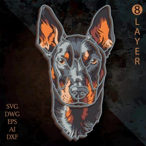Dobermann 3D Datei/ Hund SVG/ 3D Laser Carving / Holz Dekor / Dobermann 3D Modell / Laser geschnitten Modell / DXF Datei