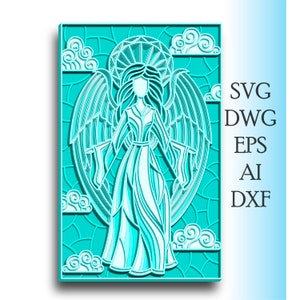 Angel multilayer SVG/ Angel cut file/ 3D layer/ Plywood cutting/ Paper cutting/ SVG file/ 3D mandala plywood