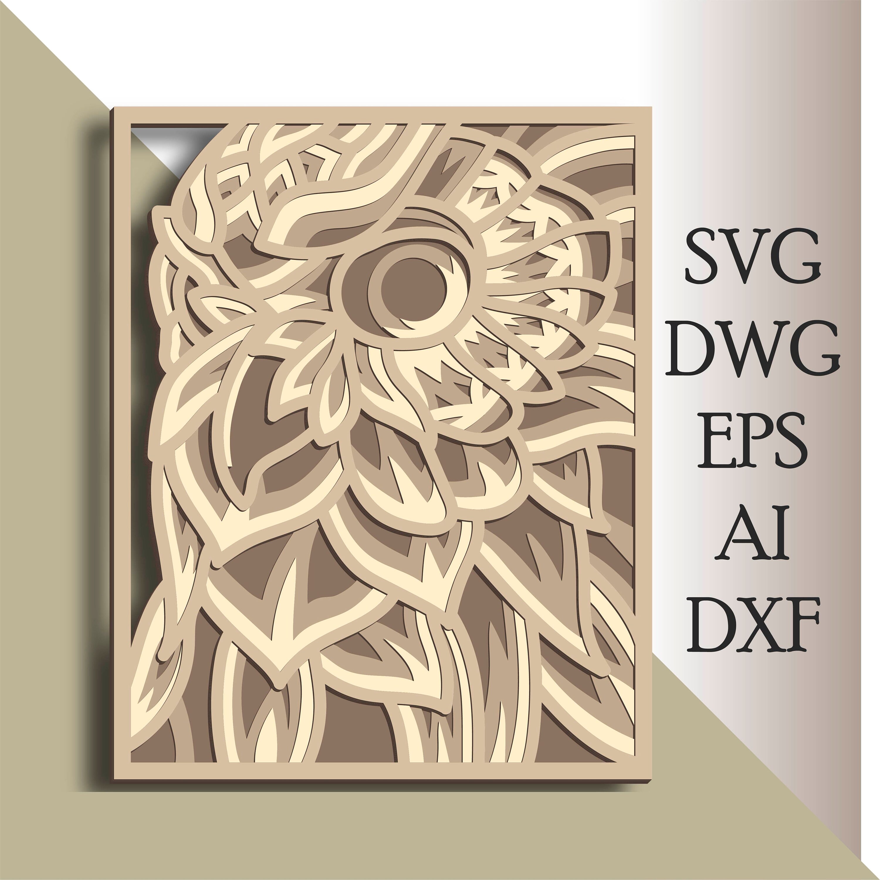 Owl multilayer SVG/ Owl cut file/ 3D layer/ Plywood cutting/ Paper cutting/ SVG file/ 3D mandala ply