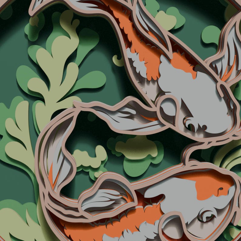 Koi Fish Multilayer SVG. Laser Cut File. Layer Construction. Plywood ...