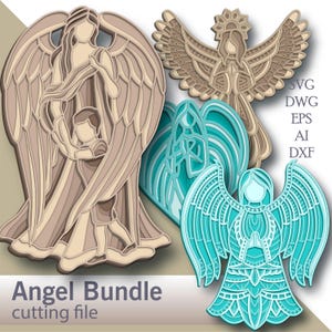 Angel Bundle multilayer Svg/ Angel Bundle cut file/ 3D layer/ Plywood cutting/ Paper cutting/ Svg file/ 3D mandala plywood