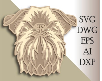 Brussels Griffon multilayer SVG/ Brussels Griffon cut file/ 3D layer/ Plywood cutting/ Paper cutting/ SVG file/ 3D mandala plywood