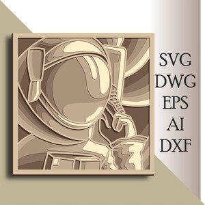 Astronaut 3D multilayer SVG/ Astronaut Zentangle cut file/ 3D layer/ Plywood cutting/ Paper cutting/ SVG file/ 3D mandala plywood