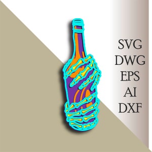 Skeleton and bottle multilayer SVG/ Skeleton and bottle Mandala cut file/ 3D layer/ Plywood cutting/ Paper cutting/ SVG file/ 3D mandala