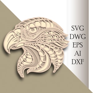 Eagle SVG multilayer/ Eagle cut file/ 3D layer/ Plywood cutting/ Paper cutting/ SVG file/ 3D mandala plywood