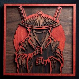Samurai meerlaags SVG-bestand. Lasersnijbestand. Laagconstructie. Multiplex snijden. CNC. Mandala multiplex