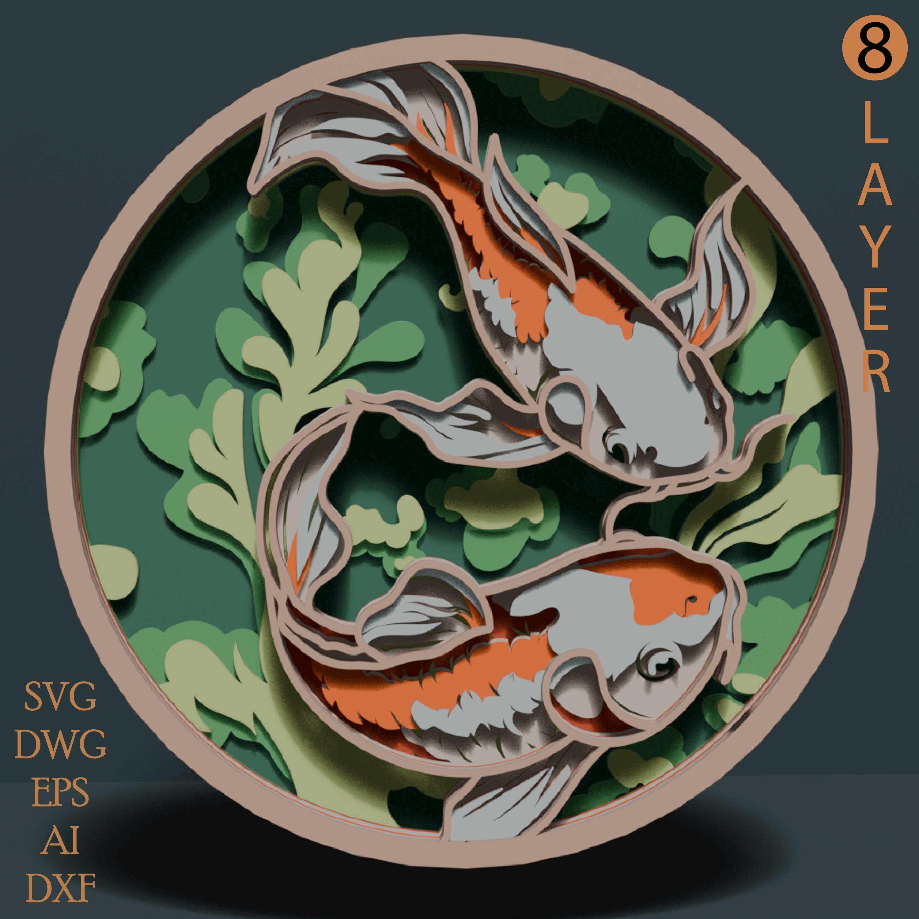 Koi Fish Multilayer SVG. Laser Cut File. Layer Construction. Plywood ...