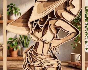 Fashion Woman multilayer SVG. Laser cut file. Layer construction. Plywood cutting. CNC. Mandala plywood