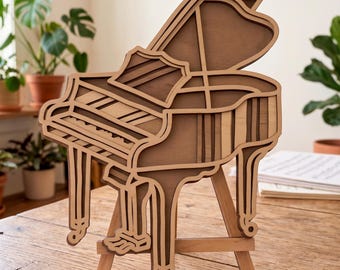 Piano multilayer SVG. Laser cut file. Layer construction. Plywood cutting. CNC. Mandala plywood