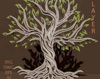 3D Tree of Life multilayer SVG/ Tree of Life cut file/ 3D layer/ Plywood cutting/ Paper cutting/ SVG file/ 3D mandala plywood